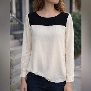 NWT - Ann Taylor Black and Cream Blouse, Size M